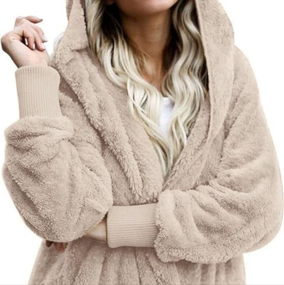 Teddy Coat - LAST ONE - Sherpa Fleece MILITARY HIPPIE - Picture 2 of 12